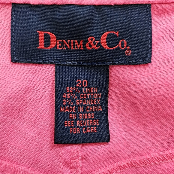 Denim & Co. Linen Blend Hot Pink Capris Pants - Size 20 - Picture 8 of 8